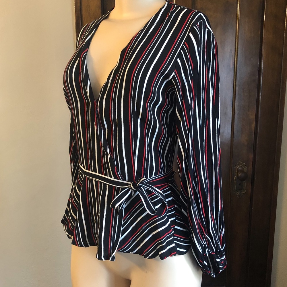 YUMI KIM Posh Life Surplice Wrap Stripe Blouse - Picture 3 of 8